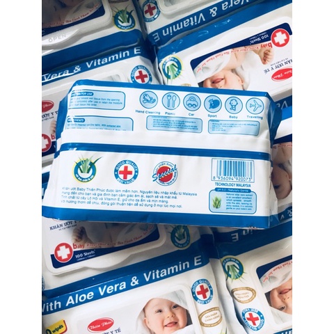 Gói khăn ướt Baby Thiên Phúc Vitamin E cho bé (100 tờ)