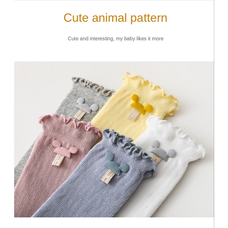 Vớ Cotton Dài Qua Gối Chống Muỗi Họa Tiết Hoạt Hình Cho Bé Sơ Sinh