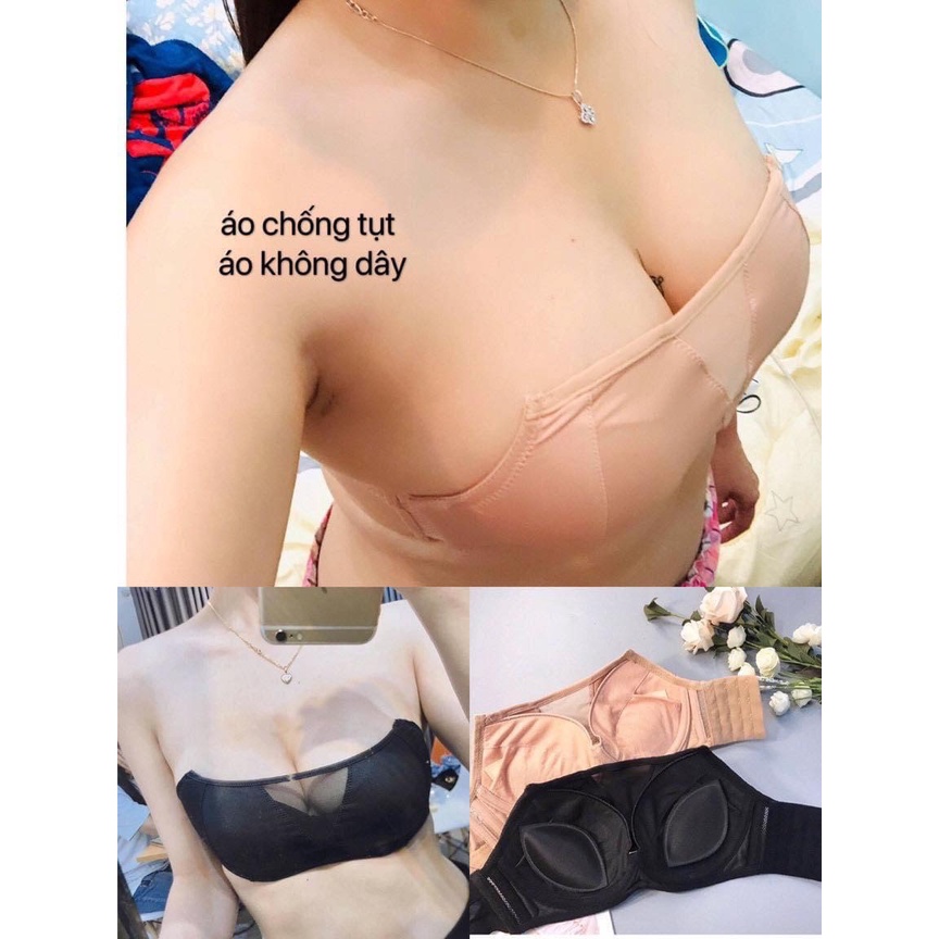 Áo Cup Ngực Không Dây Áo Lót Nữ Chống Tụt Quây Lưới Mút Mỏng Gọng Dẻo- Mã 8577