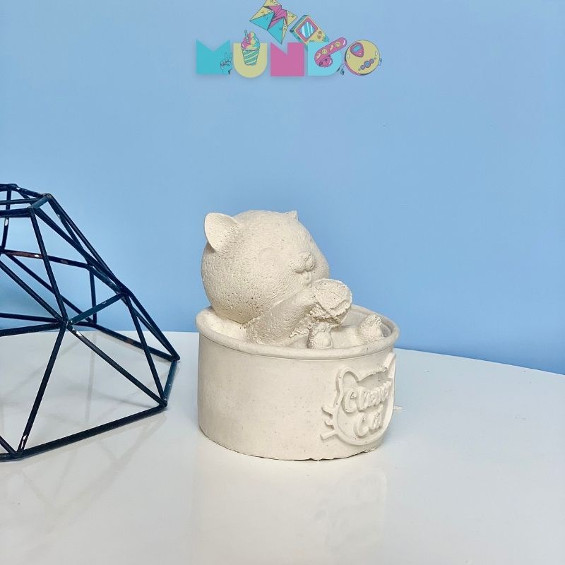 Tượng tô màu cao cấp  chọn mẫu SIZE L CÀ PHÊ MÈO, tượng thạch cao MUNDO