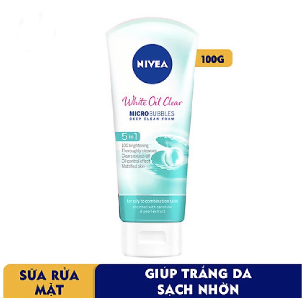 Sữa rửa Mặt NIVEA White Oil Clear giúp trắng da sạch nhờn