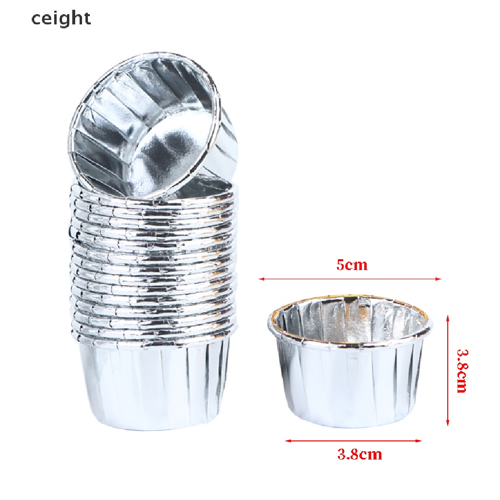 50 Cốc mini làm bánh cupcake bằng lá kim loại màu vàng/ bạc