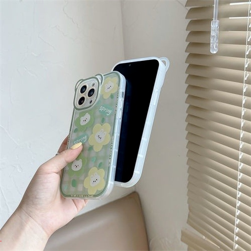 Ốp Điện Thoại Silicon Mềm Trong Suốt In Hình Gấu Và Hoa Dễ Thương Cho IPhone 12 13 11 Pro Max XS XR X 6 7 8 Plus