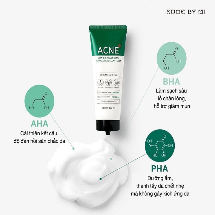 Bộ 4 Sản Phẩm Giảm Mụn Some By Mi AHA-BHA-PHA 30 Days Miracle (Srm + Toner + Serum + Kem)