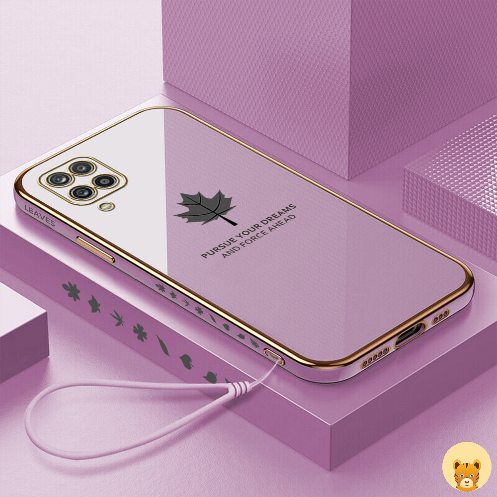 Ốp Điện Thoại Mềm Mạ Họa Tiết Sang Trọng Kèm Dây Đeo Cho Samsung A12 M12