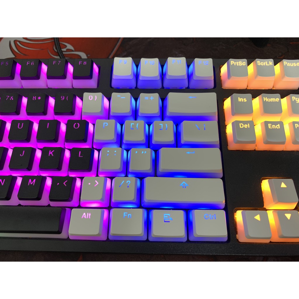 Keycap Pudding (đen, trắng, hồng) PBT 108 phím Xuyên LED,Double Shot