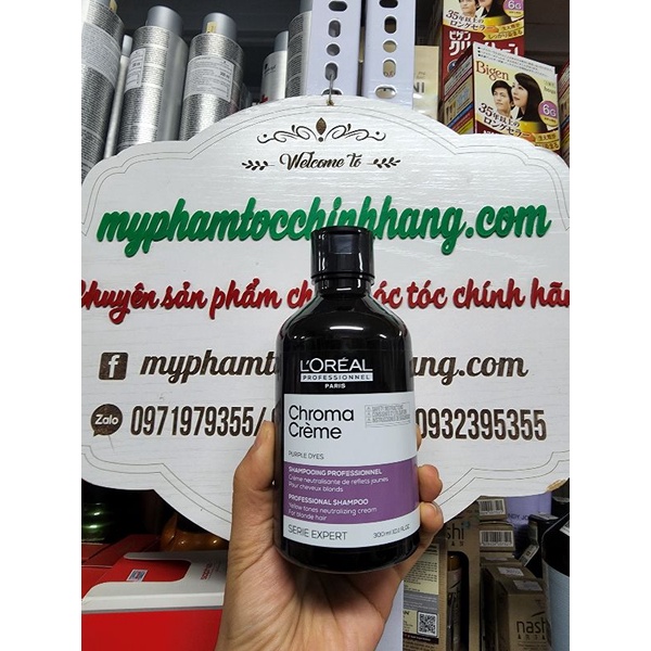 Dầu gội tím khử vàng cực mạnh L'oreal Professionnel Chroma Crème Purple Dyes Shampoo 300ml - 500ml - 1500ml