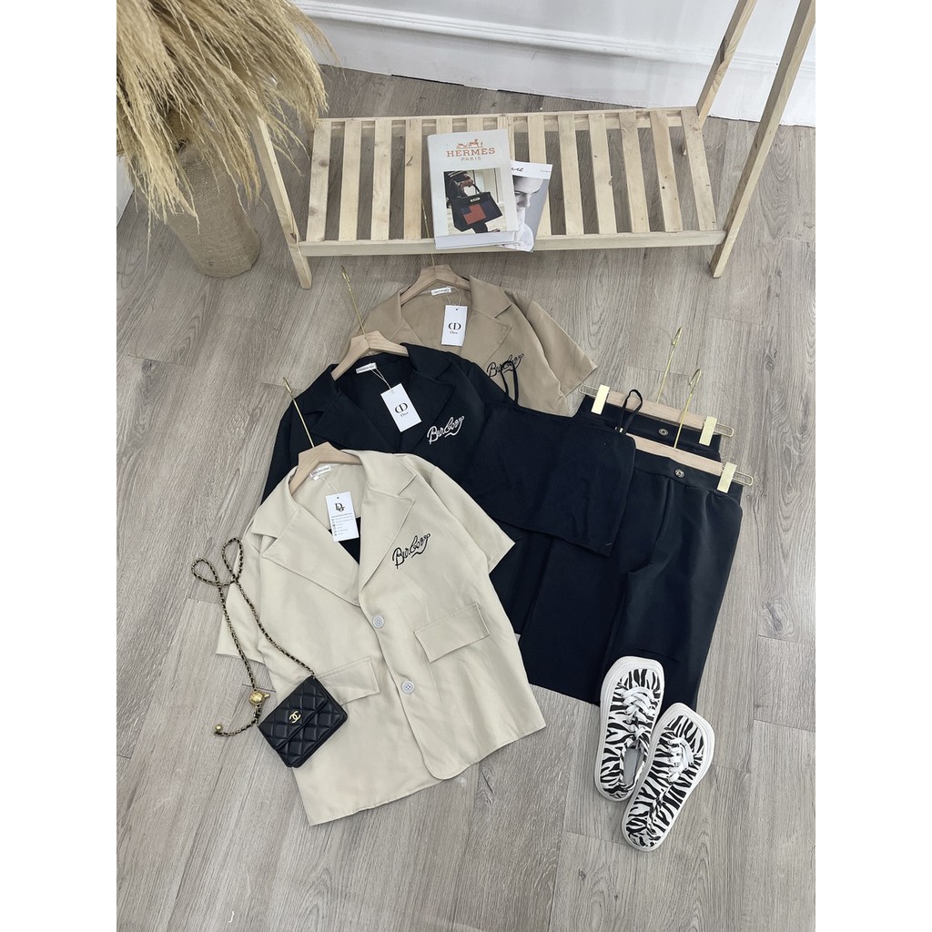 Set Vest 3 Món Thêu Chữ Mix Quần Ngố Legging