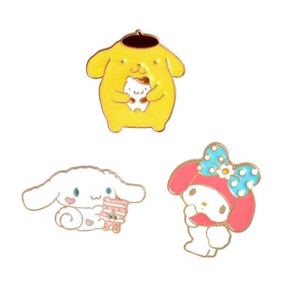 Huy hiệu cài áo MMULCK thiết kế My Melody Kuromi Purin Cinnamoroll Hello Kitty hoạt hình dễ thương tráng men