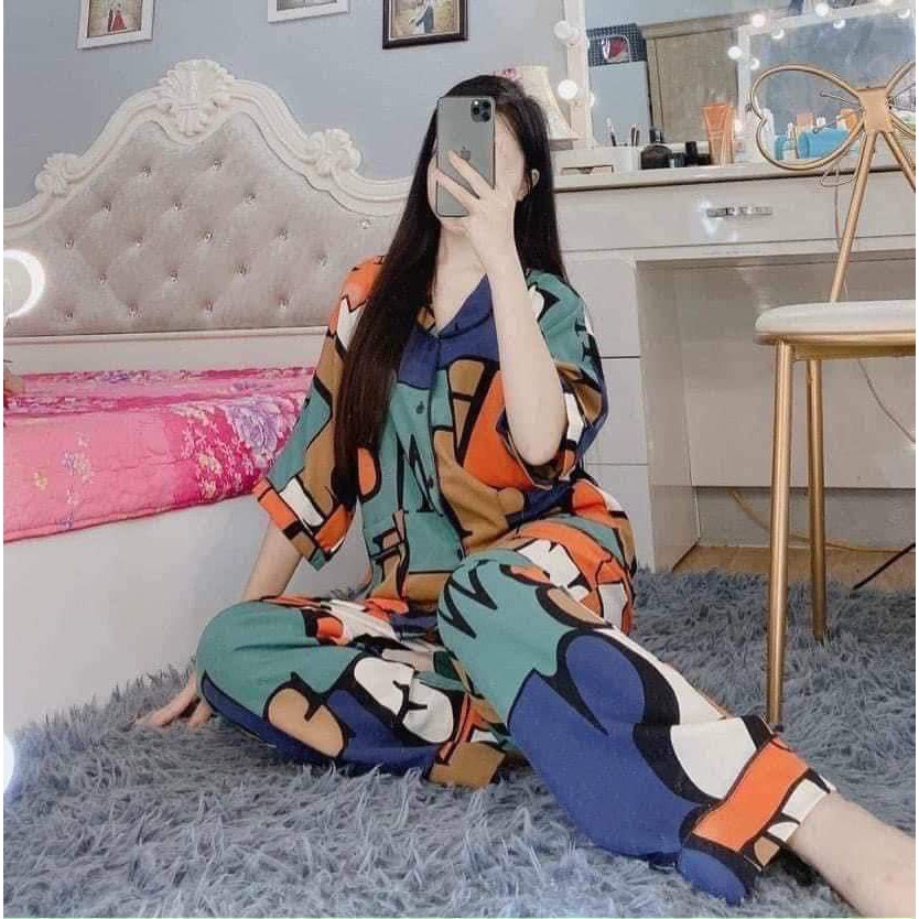 Set Bộ Pijama Nữ CộcTay Siêu Hot Đồ Bộ Pijama Lập Thể Nam Nữ Mặc Bộ Đồ Ngủ Nam Nữ Lụa Siêu Xinh G587
