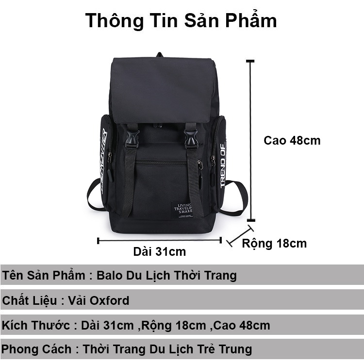 Balo du lịch nam nữ ZAJA size lớn đi phượt thời trang đi học nhiều ngăn đựng laptop ulzzang