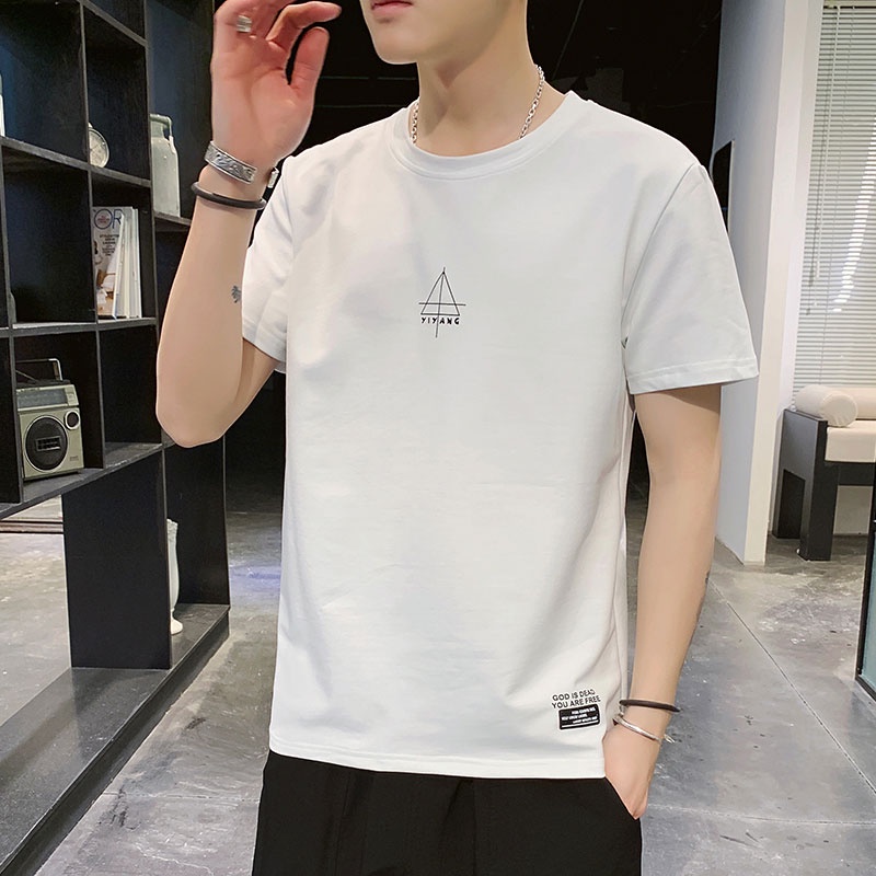 Áo Thun Tay Ngắn Cổ Tròn Dáng Rộng Chất Liệu Cotton Thời Trang Mùa Hè Cho Nam