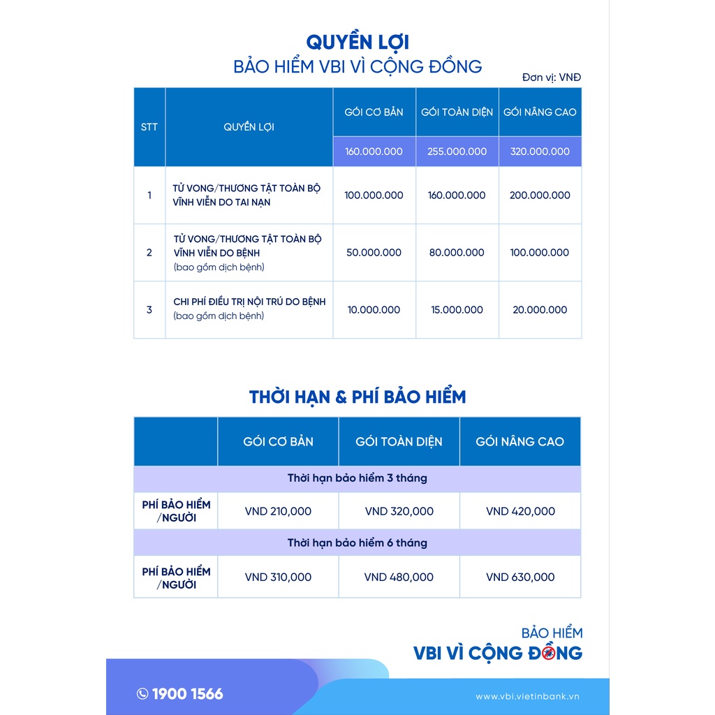 TOÀN QUỐC - Bảo Hiểm VBI Vì Cộng Đồng - gói CƠ BẢN - 3 Tháng - VBI