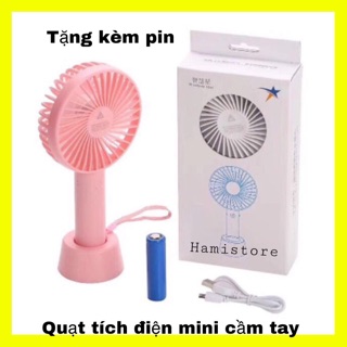 💥 XẢ SHOCK💥 Quạt Tích điện mini cầm tay 3 tốc độ gió [ sạc 1 lần dùng 3-8 tiếng ] Tặng pin đi kèm
