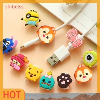 （ʚshibelss）Cartoon Cable Protector Data Line Protective Cover Charging Cable Winder