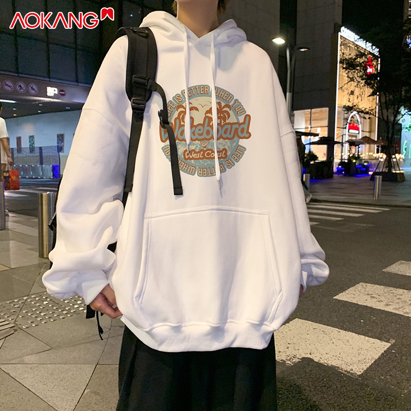 Áo hoodie AOKANG dài tay dáng rộng thời trang xuân thu mới cho nam