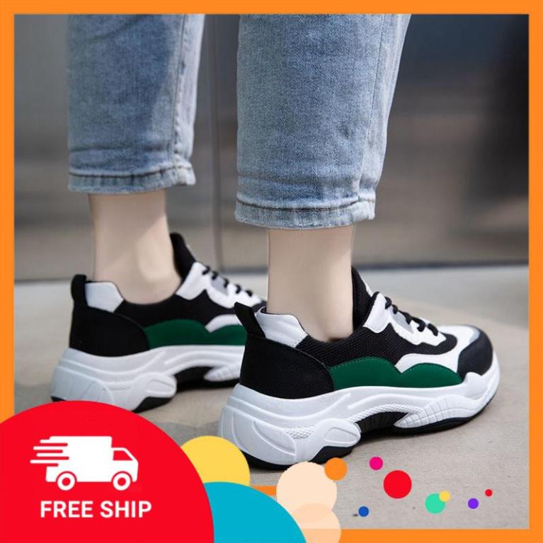 [Chất Lượng Số 1] Giày Sneaker Nữ Thể Thao Đế Độn 5cm Họa Tiết Phản Quang Phối Màu Đen Xanh Rêu Đẹp Mắt G29K9 | BigBuy360 - bigbuy360.vn