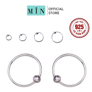 Khuyên tai bạc tròn bi nhiều size có chốt MIN bạc nguyên chất