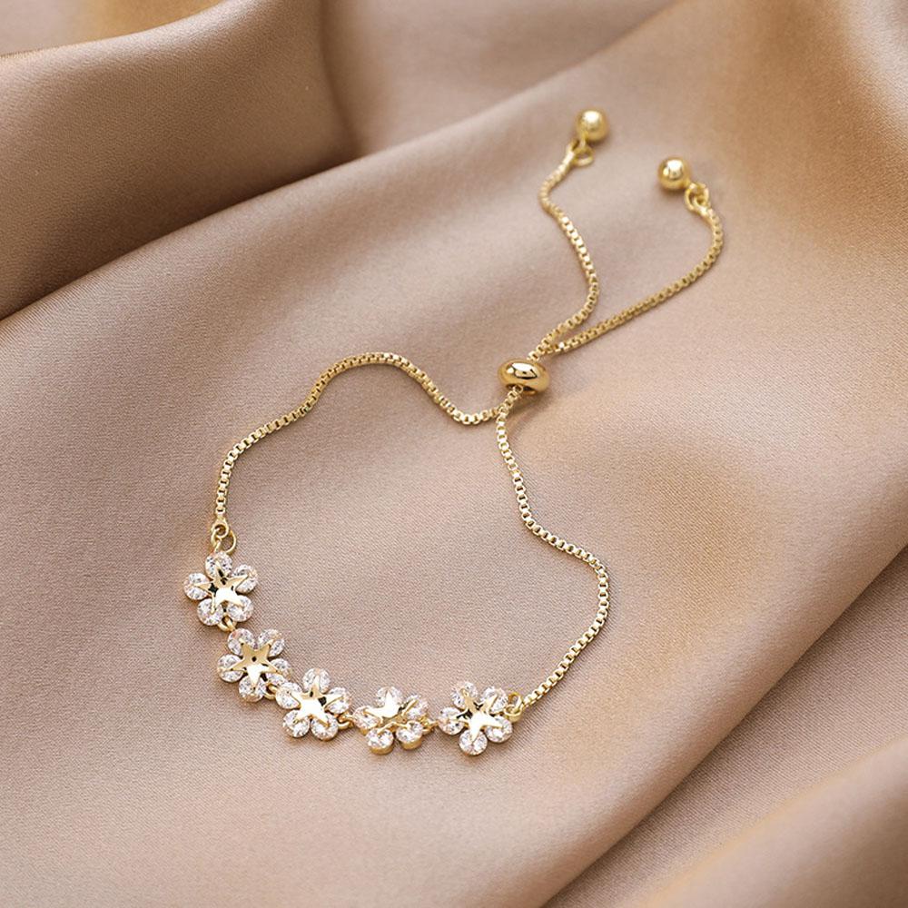 Lắc Tay Đính Hoa Và Ngôi Sao Thanh Lịch Có Thể Điều Chỉnh Cho Nữ