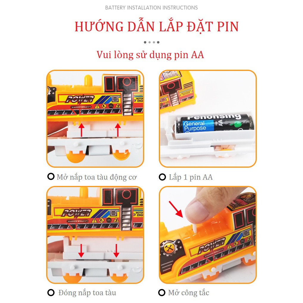 Hộp đồ chơi đường ray xe lửa tàu hỏa chạy pin nhiều màu sắc