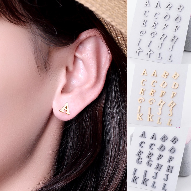 Bông Tai Chữ Cái Từ A-Z 26 Bằng Thép Không Gỉ