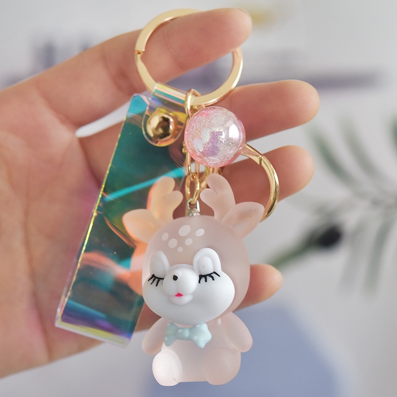 Móc Khóa Hình Hươu Có Đèn Phát Sáng Dễ Thương