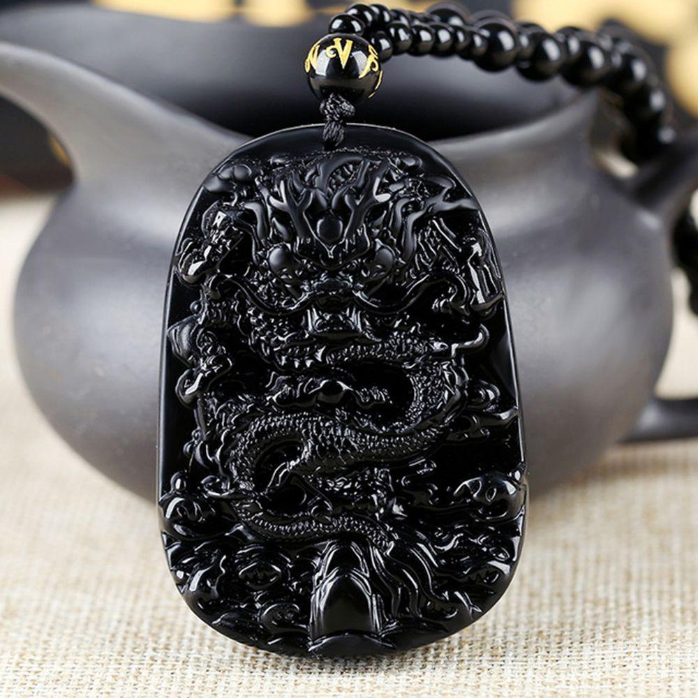 LILYES Vòng cổ Mặt Đá Obsidian Tự Nhiên Độc Đáo Thời Trang Cho Nữ