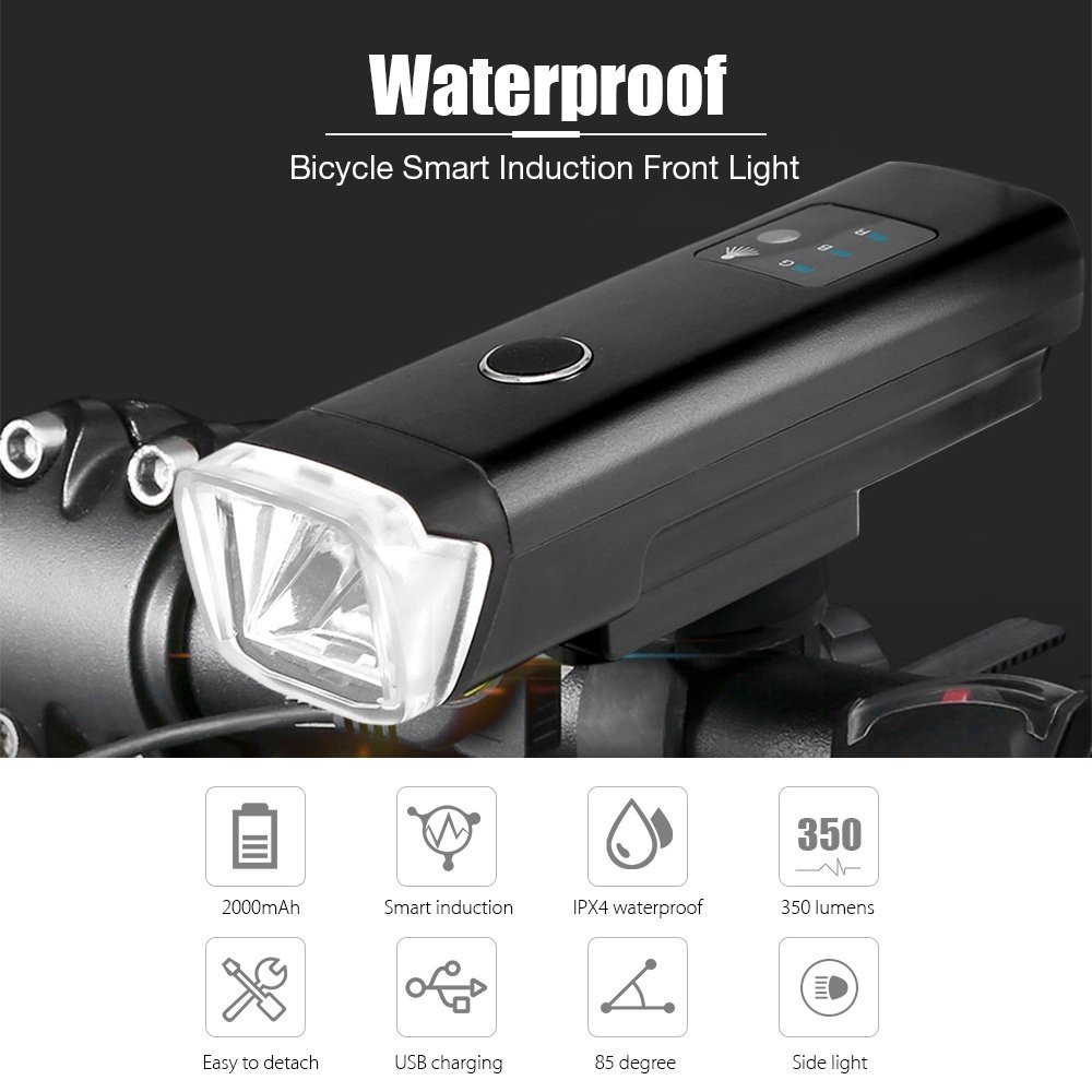 PAlight Bike Flashlight 350LM Rechargeable USB LED Front Lamp - intl