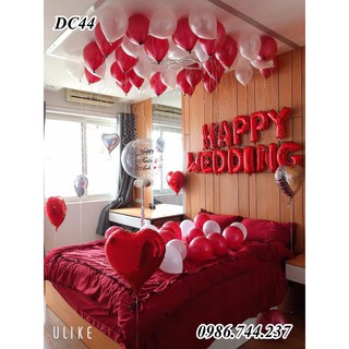 Set bóng trang trí phòng cưới happy wedding kèm bóng jumbo