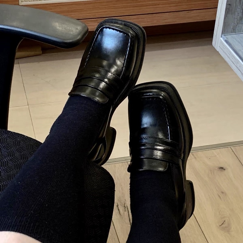 Giày loafer B58 đế cao 4cm phong cách retro Nhật Bả