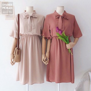 (HÀNG ORDER) Váy Moran cổ nơ thắt eo M0128