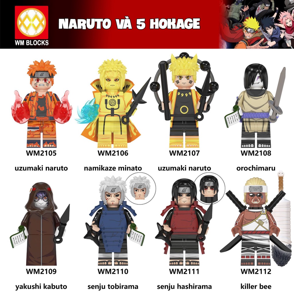 Đồ chơi lắp ráp Minifigures chủ đề Naruto đại chiến thế giới cùng 5 vị Hokage siêu ngầu - WM