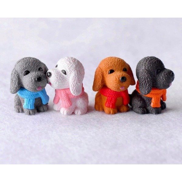 Phụ Kiện Tiểu Cảnh - Chú Cún Choàng Khăn Trang Trí Chậu Cây, Sen Đá, Cây Cảnh Bonsai