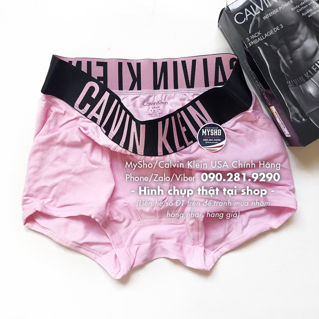 Quần lót nam boxer cạp chữ to, hồng sáng , Intense Power Trunk - Calvin Klein USA
