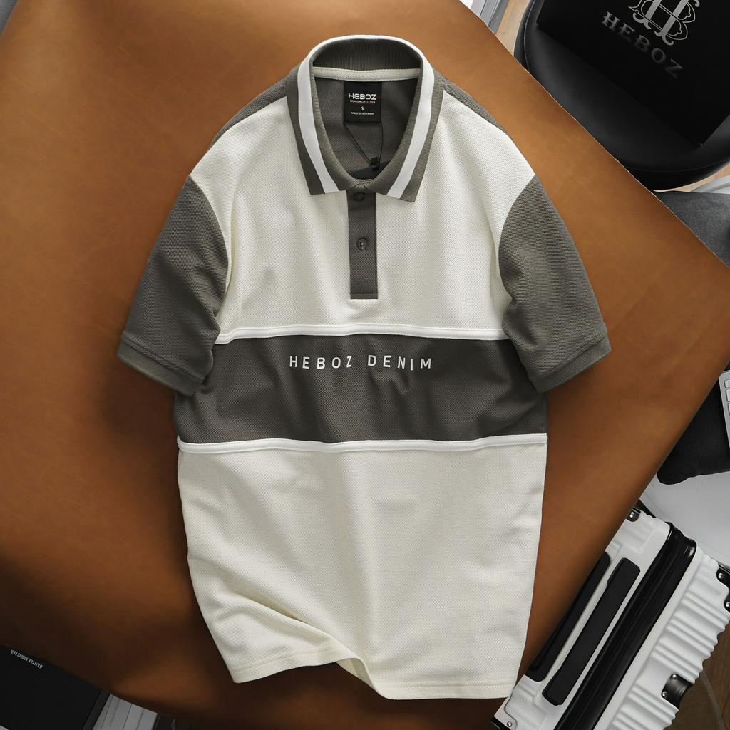 Áo polo, áo thun có cổ phối màu choco Heboz 2M logo in cao - 00001537