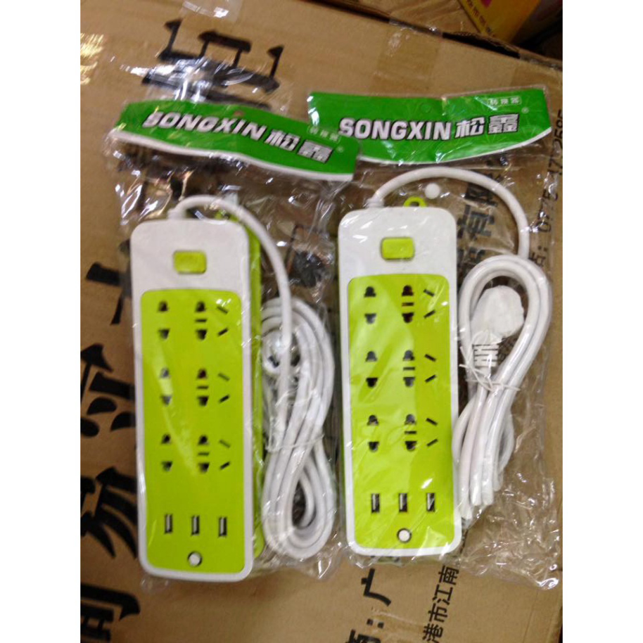 Ổ điện xanh chống giật 3 cổng usb