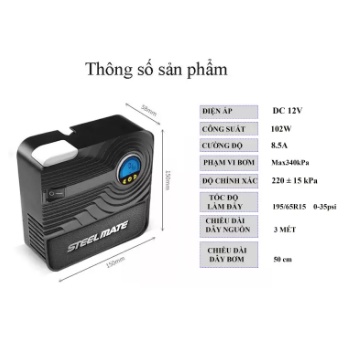 Bơm Lốp Ô Tô STEELMATE P05, P03 Chính Hãng – Bơm Xe Hơi,Thông Minh Cảm Biến Hơi Tự Ngắt Bảo Hành 12 Tháng