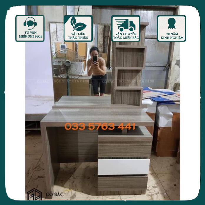 Bàn trang điểm gỗ MDF phủ Melamine 3 ngăn kéo kích thước 80x40cm tặng kèm ghế