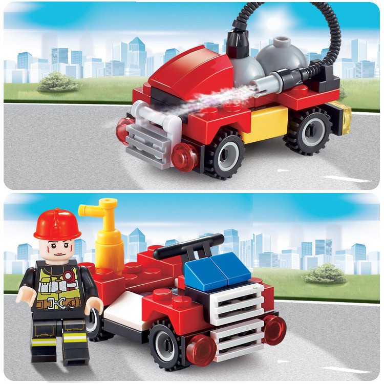 Bộ 8 kiểu đội cứu hỏa trò chơi mô hình lắp ráp thông minh phát triển trí tuệ mảnh nhỏ 3-6 tuổi
