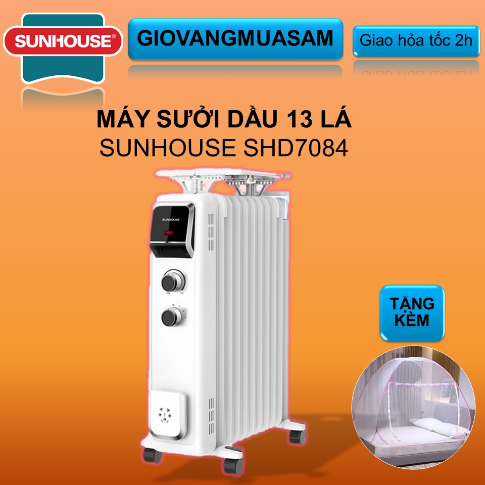 Máy sưởi dầu 13 lá Sunhouse SHD7084 HÀNG MỚI 100% + TẶNG MÀN CHỤP TỰ BUNG GẤP GỌN