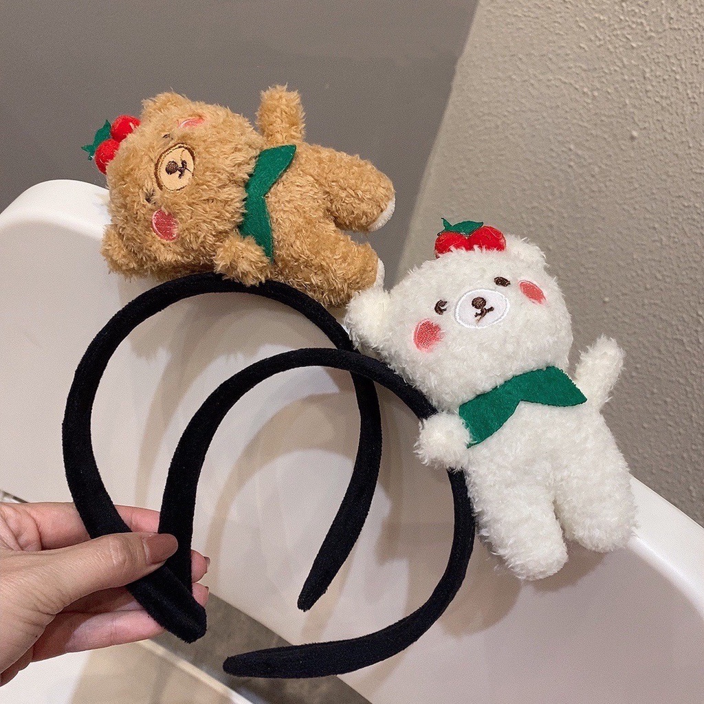 CC75 Cài tóc bờm tóc nữ băng đô GẤU CHERRY dễ thương