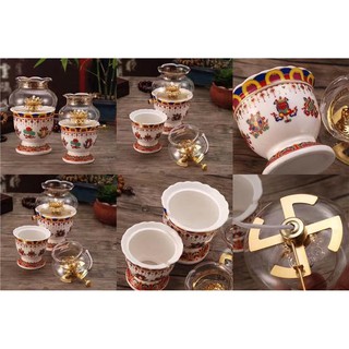 ĐÈN SỨ 8 CÁT TƯỜNG ( TRẮNG )
