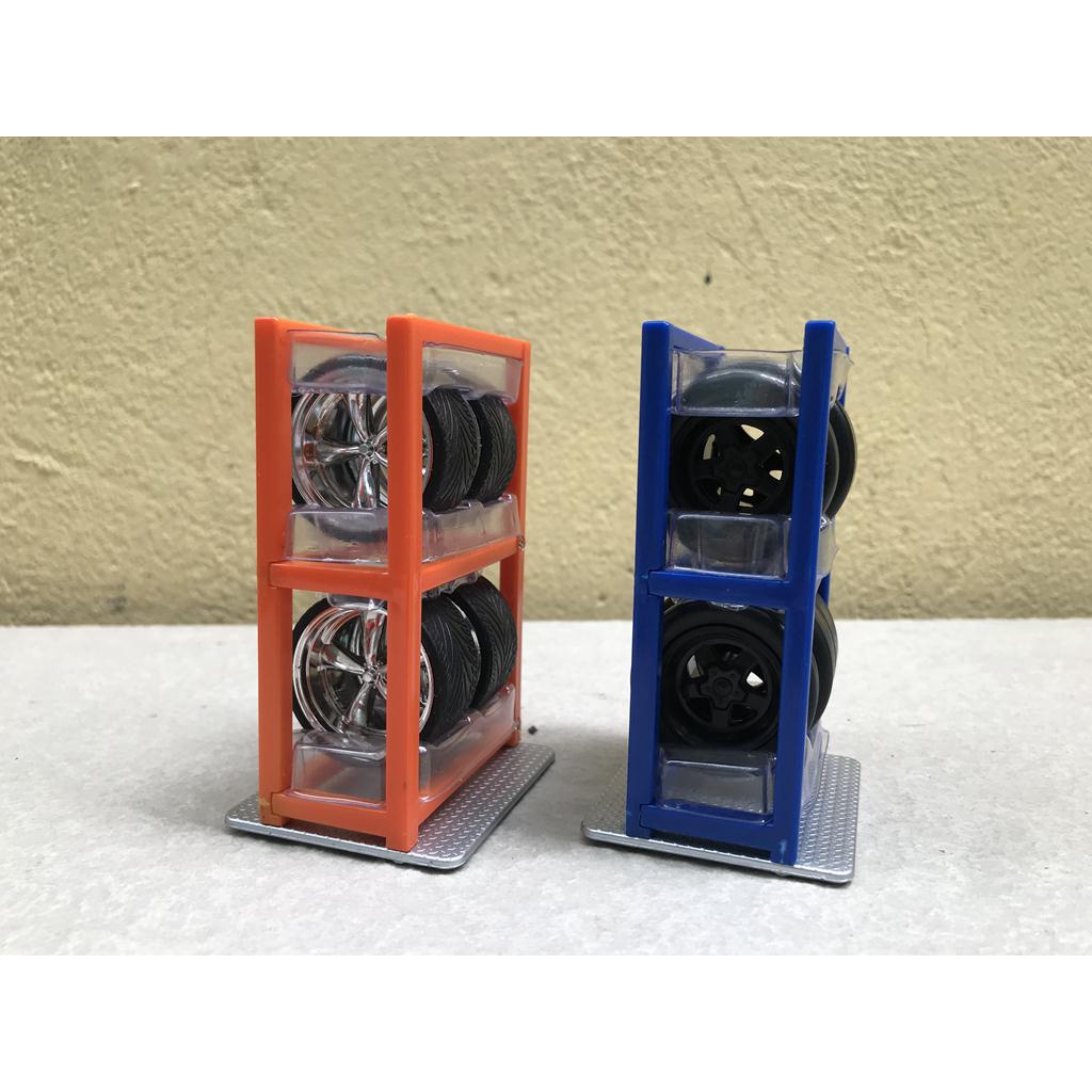 Mô hình Phụ kiện gara Kệ vỏ, mâm bánh xe