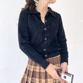 𝐌𝐈𝐀 𝐑𝐈𝐓𝐓𝐀💗 Áo polo len lông mịn khuy trước 💖 Áo len lông thỏ dài tay cổ bẻ A1997