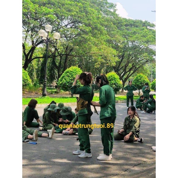 Bộ quần áo kaki màu xanh,đồ học tập quân sư học sinh, sinh viên