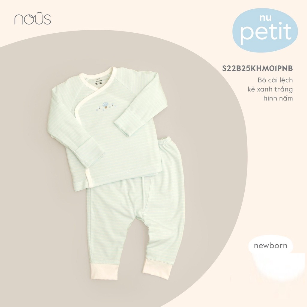 Bộ Quần Áo Sơ Sinh Cài Lệch Newborn Nous Petit Cho Bé Từ 3kg-5.5kg, Cotton Cao Cấp Mềm Mịn An Toàn Cho Bé Sơ Sinh