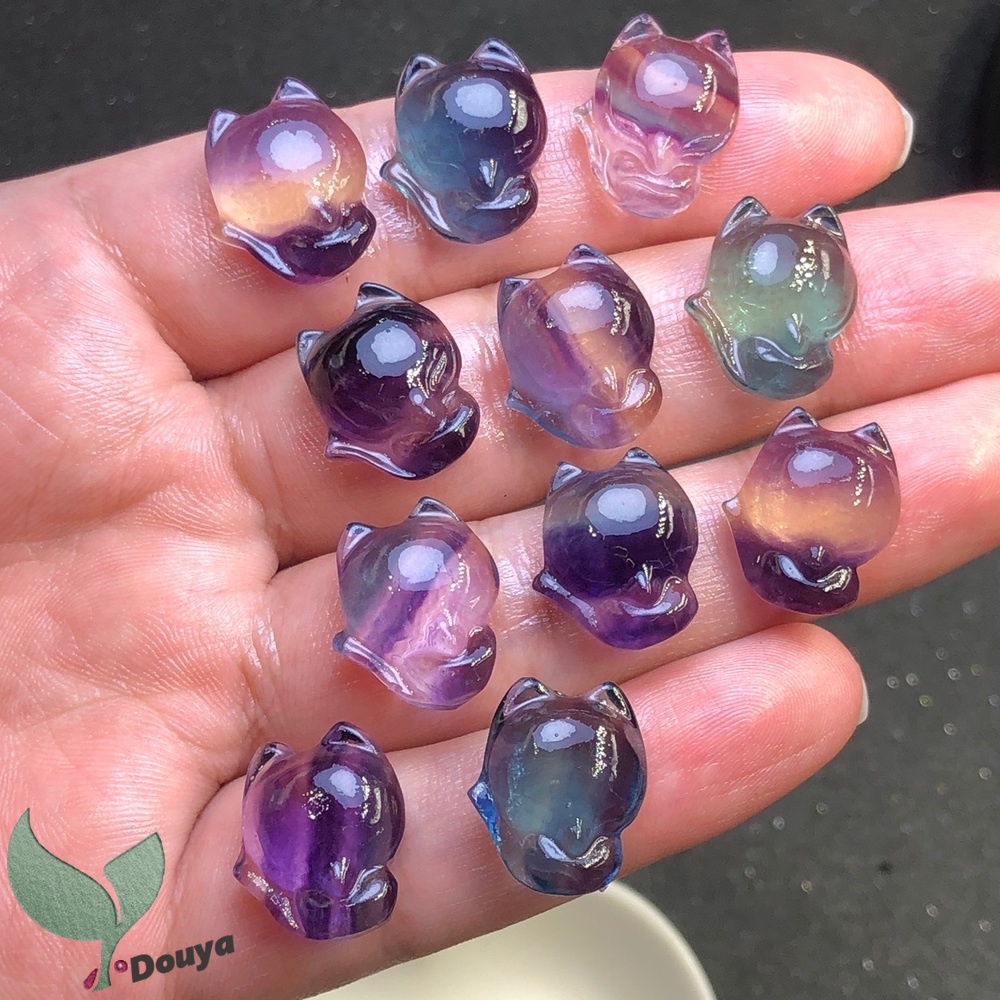 Mặt Vòng cổ/Vòng Tay Bằng Đá Fluorite Nhân Tạo Chữa Bệnh Hình Cáo May Mắn Cho Nữ