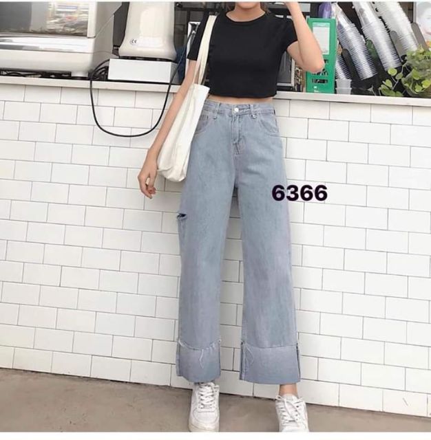 QUẦN ỐNG RỘNG GẬP GẤU RÁCH NHẸ | BigBuy360 - bigbuy360.vn