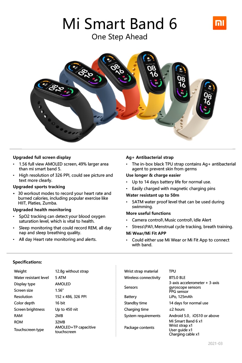 [Free Film]Vòng Đeo Tay Thông Minh Xiaomi Mi Band 6 Màu 2021 Kết Nối Bluetooth Theo Dõi Sức Khỏe Kèm Phụ Kiện