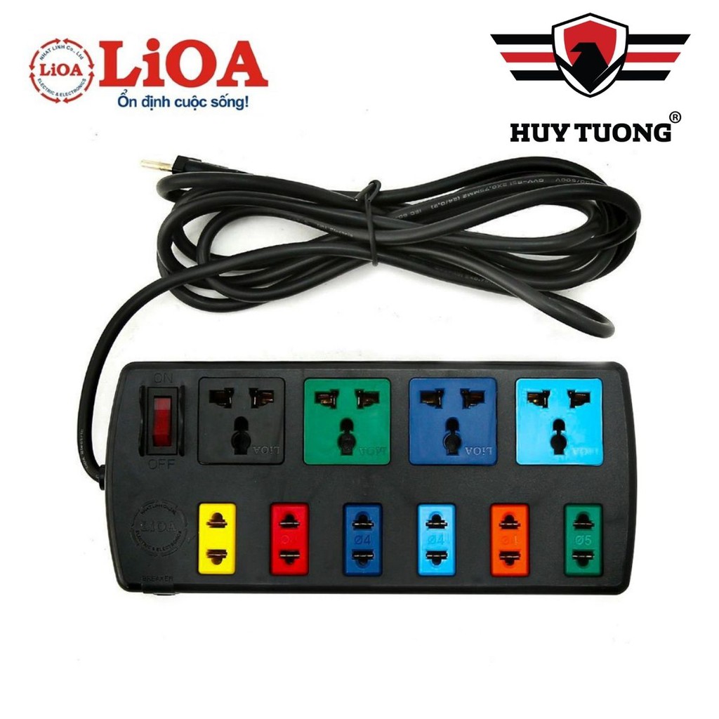 Ổ cắm điện LIOA 4 lỗ, 6 lỗ, 10 lỗ có công tắc, dây dài 3m/5m/10m